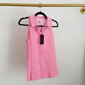 SARA CAMPBELL Pink Linen Top Size S NWT